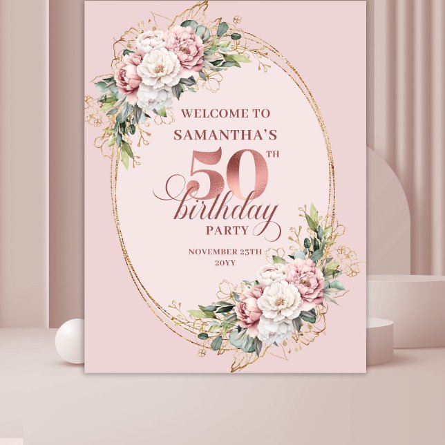 Soft Blush Pink Rose Gold 50th Birthday Backdrop (Soft Blush Pink Rose Gold 50th Birthday Backdrop)