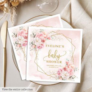 Soft blush pink sage baby shower cocktail paper  dinner napkins