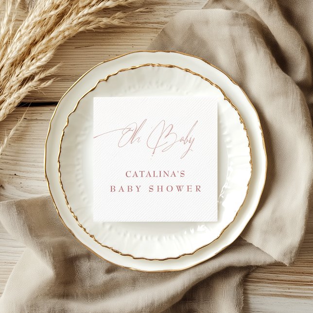 Soft Blush Pink Script Baby Shower Napkins (Creator Uploaded)