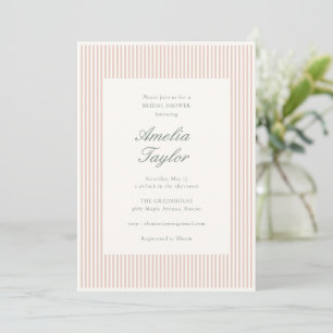 Soft Blush Pink Stripe Cream Classic Bridal Shower Invitation