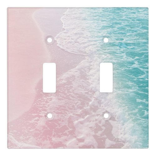 Soft Blush Pink Turquoise Ocean Dream 1 water  Light Switch Cover