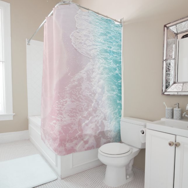 Soft Blush Pink Turquoise Ocean Dream #1 #water  Shower Curtain (In Situ)