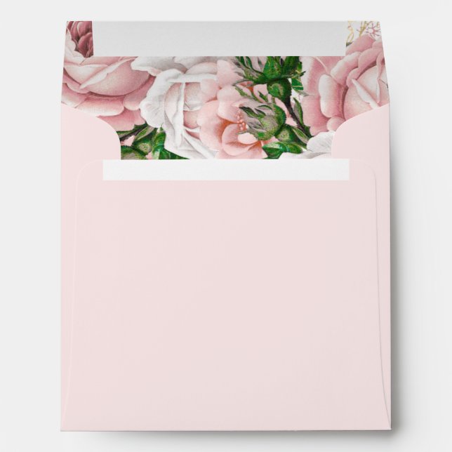 Soft Blush Pink Vintage Floral Wedding Envelope (Back (Bottom))