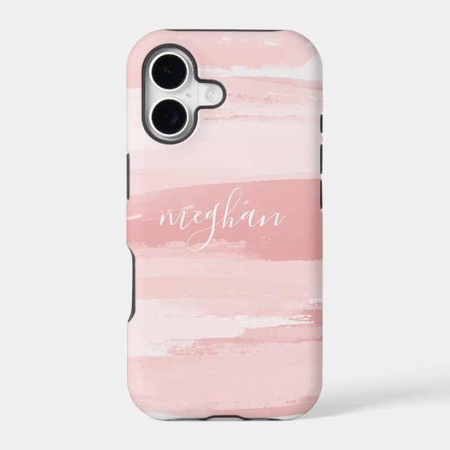 Soft Blush Pink Watercolor Monogram Script Noteboo Iphone Case (Back)
