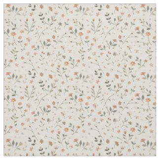 Soft Blush Pink Wildflower Vintage Boho 70s Floral Fabric