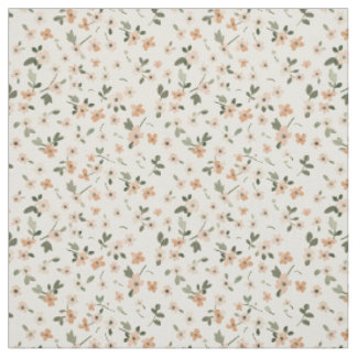 Soft Blush Pink Wildflower Vintage Boho 70s Floral Fabric