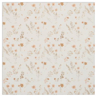 Soft Blush Pink Wildflower Vintage Boho 70s Floral Fabric