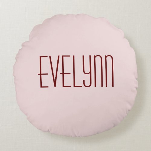 Soft Blush Pink with Burgundy and Taupe Custom Round Pillow