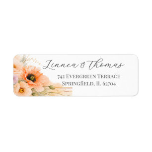 Soft Blush Poppy Elegant Editorial Wedding Favours Label