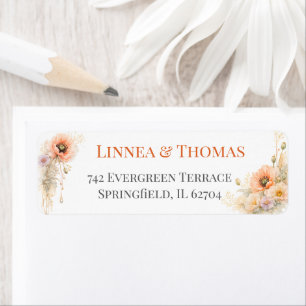Soft Blush Poppy Elegant Editorial Wedding Favours Label