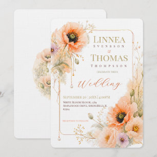 Soft Blush Poppy Elegant Editorial Wedding Invitation
