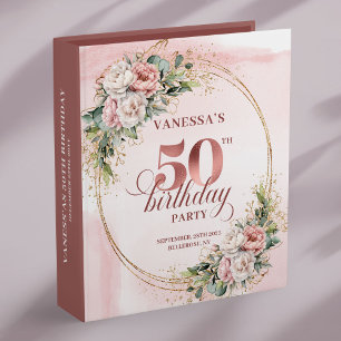 Soft Blush Rose Gold 50th Birthday Keepsake Binder