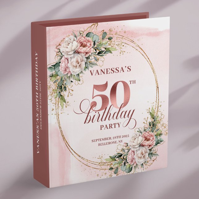 Soft Blush Rose Gold 50th Birthday Keepsake Binder (Soft Blush Rose Gold 50th Birthday Keepsake Binder)
