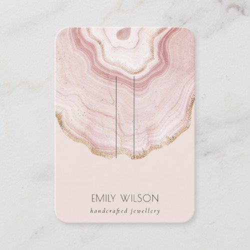 Soft Blush Rose Gold Agate Marble Hairpin Display Business Card