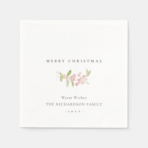 SOFT BLUSH ROSE PINK CALLIGRAPHY MERRY CHRISTMAS NAPKINS