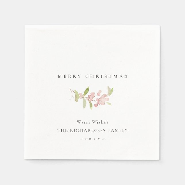 SOFT BLUSH ROSE PINK CALLIGRAPHY MERRY CHRISTMAS NAPKINS (Front)