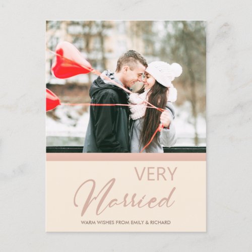 SOFT BLUSH ROSE PINK CHRISTMAS VERY MARRIED PHOTO HOLIDAY POSTCARD
