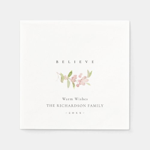 SOFT BLUSH ROSE PINK MINIMAL CALLIGRAPHY BELIEVE NAPKINS