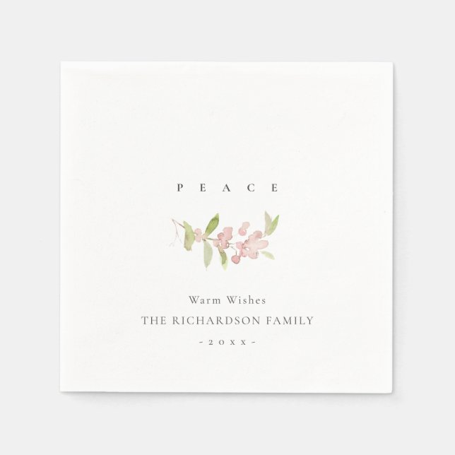 SOFT BLUSH ROSE PINK MINIMAL CALLIGRAPHY PEACE NAPKINS (Front)