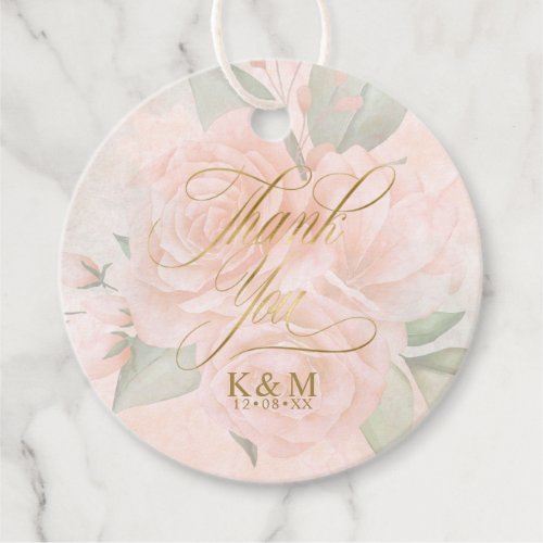 Soft Blush Roses Thank You ID828 Favor Tags