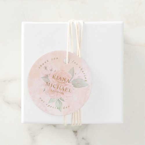 Soft Blush Roses Thank You V2 ID828 Favor Tags