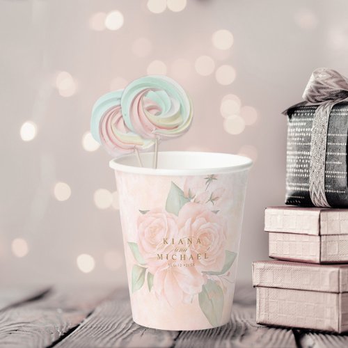 Soft Blush Roses V2 ID828 Paper Cups