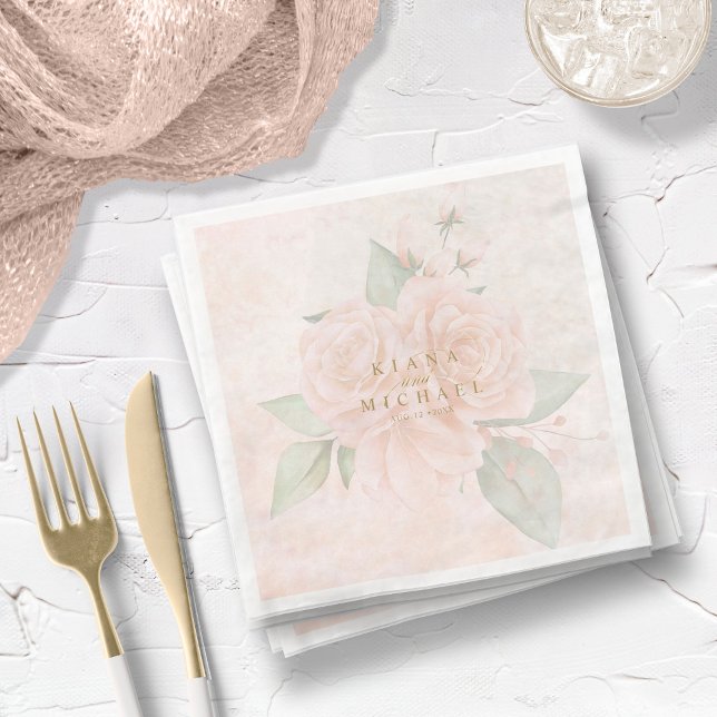 Soft Blush Roses V2 ID828 Paper Dinner Napkins (Creator Uploaded)