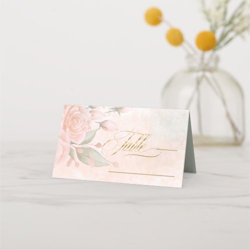 Soft Blush Roses Wedding Table ID828 Place Card