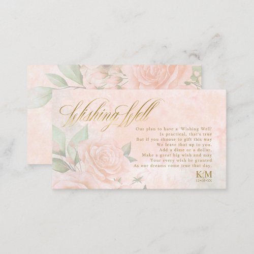 Soft Blush Roses Wedding Wishing Well V1 ID828 Enclosure Card