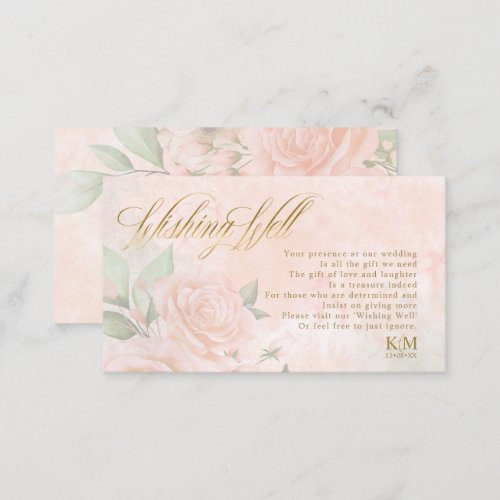 Soft Blush Roses Wedding Wishing Well V2 ID828 Enclosure Card
