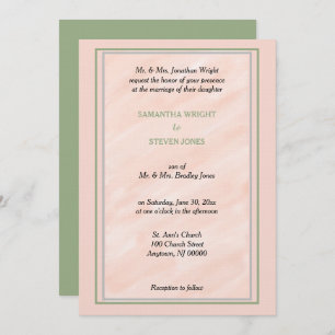 Soft Blush Sage Green Wedding Invitation