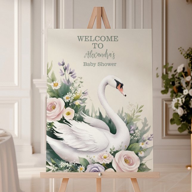 Soft Blush Swan Princess Baby Shower Foam Board (Creator Uploaded)