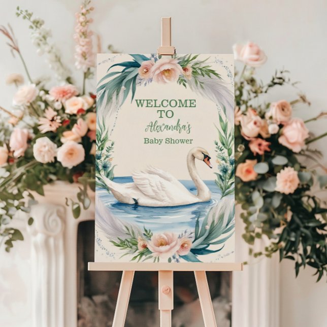 Soft Blush Swan Princess Baby Shower Foam Board (Creator Uploaded)