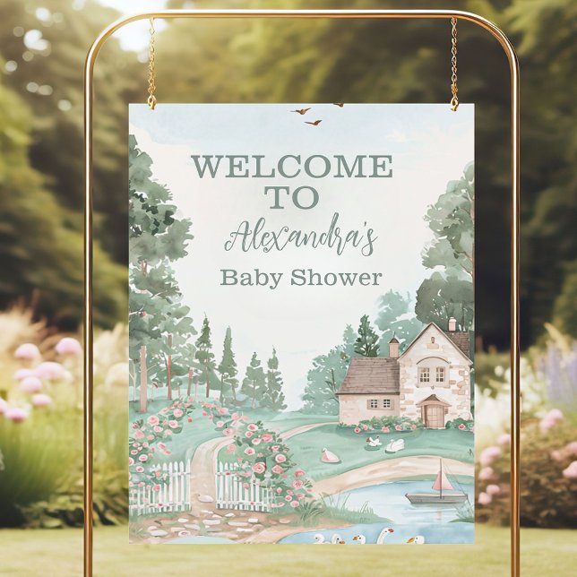 Soft Blush Swan Princess Baby Shower Foam Board (Creator Uploaded)