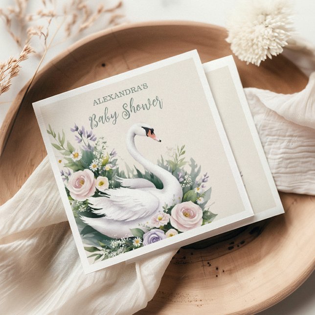 Soft Blush Swan Princess Baby Shower Napkins (Creator Uploaded)
