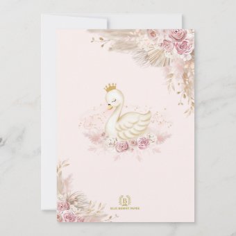 Soft Blush Swan Princess with Balloon Baby Shower Invitation | Zazzle