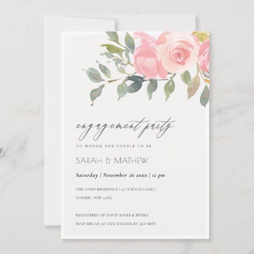 Soft Blush Watercolor Floral Engagement Invite