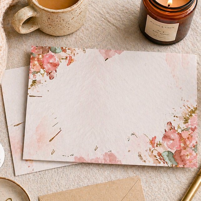 Soft Blush Watercolor Floral Envelope Romantic  (Creator Uploaded)
