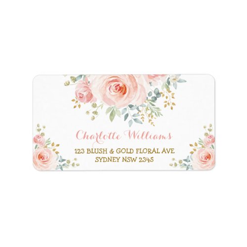 Soft Blush Watercolor Floral Roses Return Address Label
