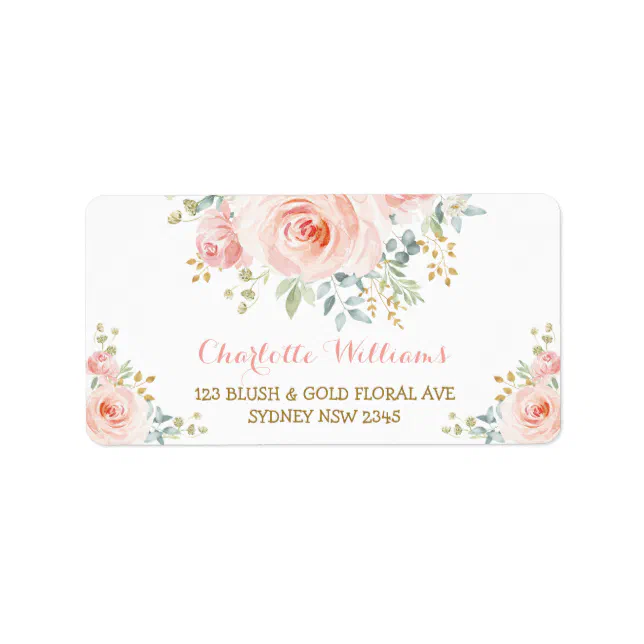 Soft Blush Watercolor Floral Roses Return Address Label | Zazzle