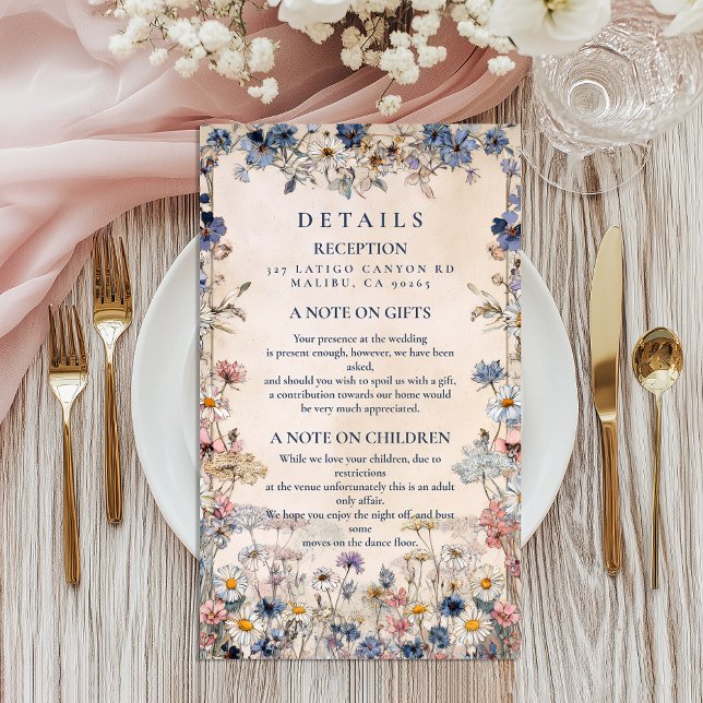 Soft Bohemian Floral Meadow Wedding Enclosure Card (Creator Uploaded)