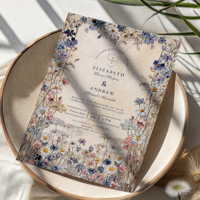 Soft Bohemian Floral Meadow Wedding Invitation (Creator Uploaded)