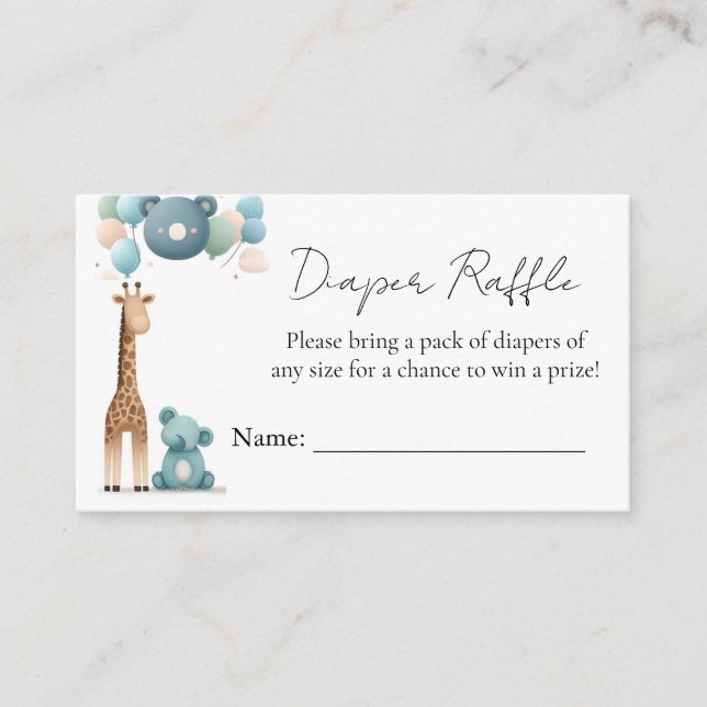 Soft Boho Bear Blue Cub Welcome Baby Boy Shower Enclosure Card (Front)