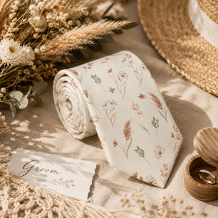 Soft Boho Botanical Floral Neck Tie