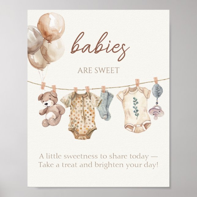 Soft Boho Neutral Baby Clothes Babies are Sweet Poster (Front)