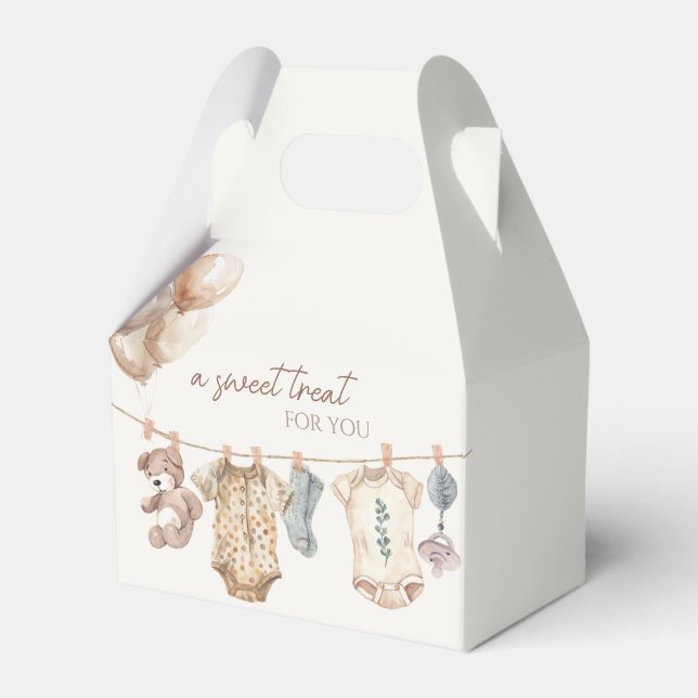 Soft Boho Neutral Baby Clothes Baby Shower Favor Boxes (Front Side)