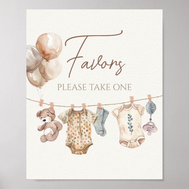 Soft Boho Neutral Baby Clothes Baby Shower Favor Poster (Front)