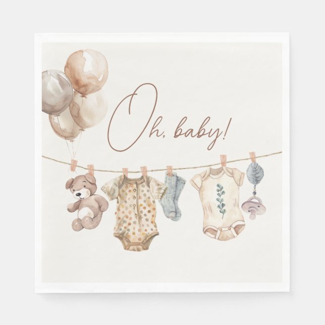 Soft Boho Neutral Baby Clothes Baby Shower Napkins (Front)