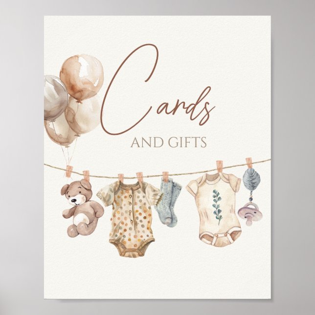 Soft Boho Neutral Baby Clothes Cards and Gifts  Poster (Front)