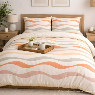 Soft Boho Wave Stripe Pattern Duvet Cover